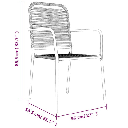 Set da Pranzo da Giardino 5 pz Nero Corda di Cotone e Acciaio | homemem39