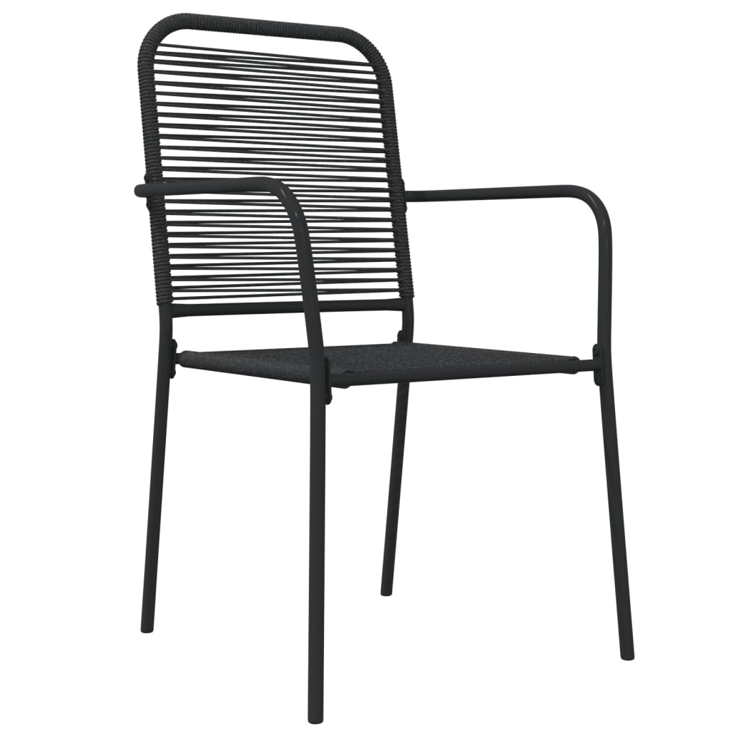 Set da Pranzo da Giardino 7 pz Nero Corda di Cotone e Acciaio | homemem39