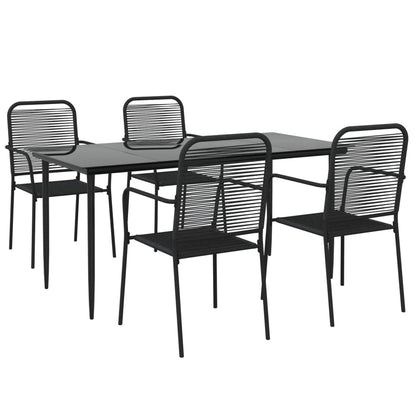 Set da Pranzo da Giardino 5 pz Nero Corda di Cotone e Acciaio - homemem39