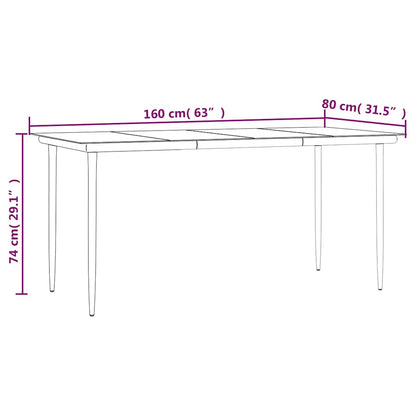 Set da Pranzo da Giardino 5 pz Nero Corda di Cotone e Acciaio | homemem39