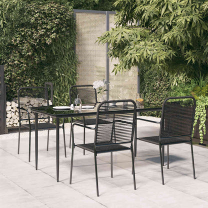 Set da Pranzo da Giardino 5 pz Nero Corda di Cotone e Acciaio | homemem39