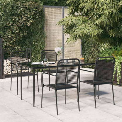 Set da Pranzo da Giardino 5 pz Nero Corda di Cotone e Acciaio - homemem39