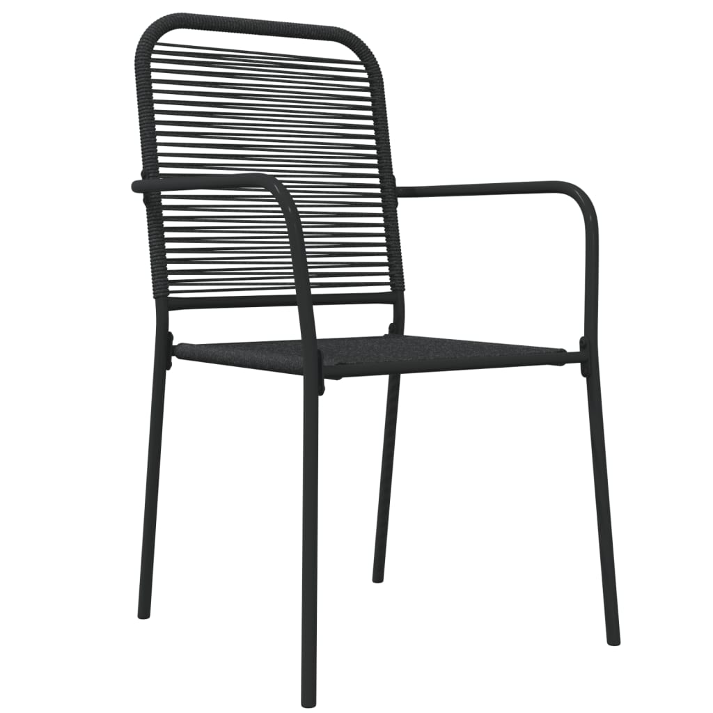 Set da Pranzo da Giardino 7 pz Nero Corda di Cotone e Acciaio - homemem39