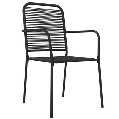 Set da Pranzo da Giardino 7 pz Nero Corda di Cotone e Acciaio - homemem39