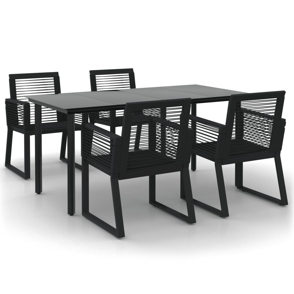 Set da Pranzo da Giardino 5 pz Nero in Rattan PVC | homemem39