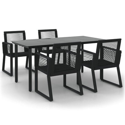 Set da Pranzo da Giardino 5 pz Nero in Rattan PVC | homemem39