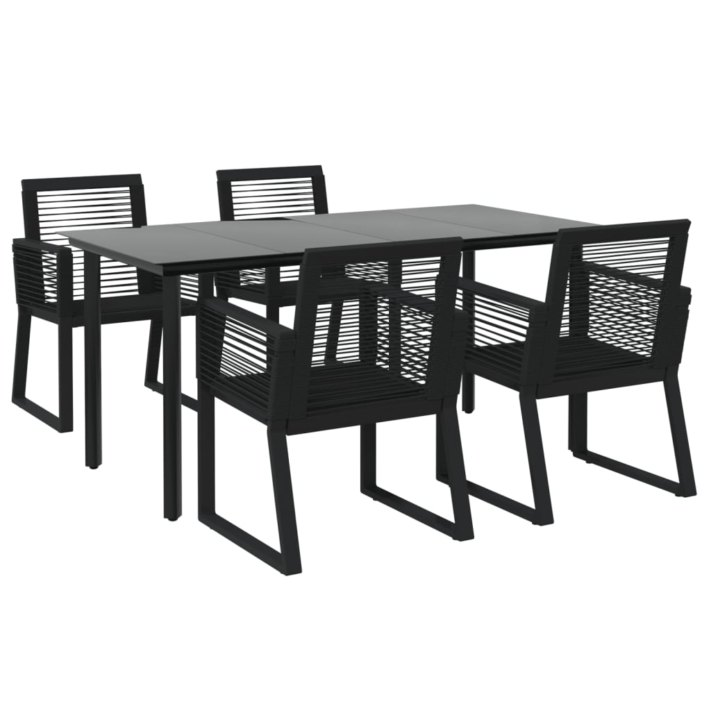 Set da Pranzo da Giardino 5 pz Nero in Rattan PVC | homemem39