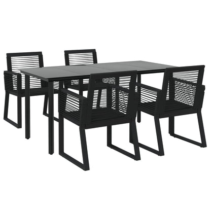 Set da Pranzo da Giardino 5 pz Nero in Rattan PVC | homemem39