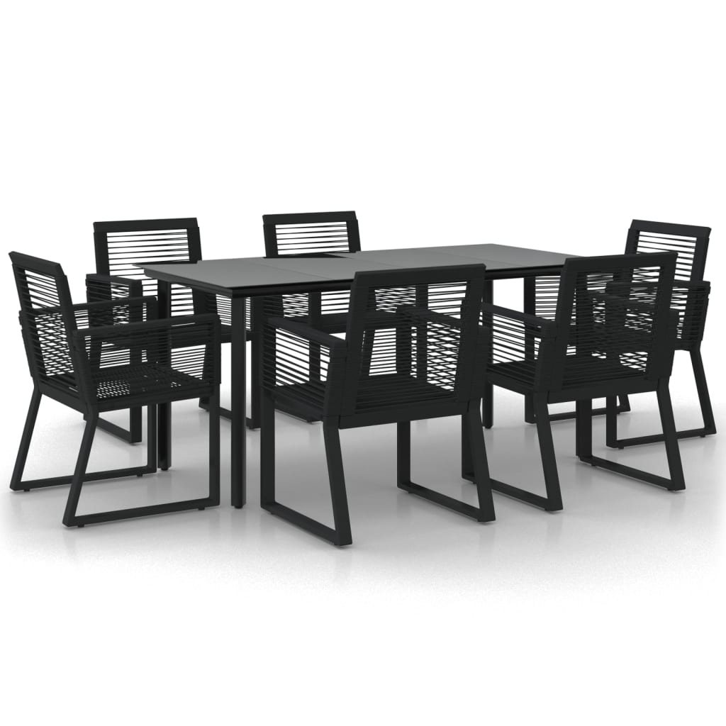 Set da Pranzo da Giardino 7 pz Nero in Rattan PVC | homemem39