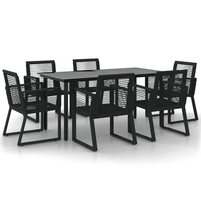 Set da Pranzo da Giardino 7 pz Nero in Rattan PVC | homemem39