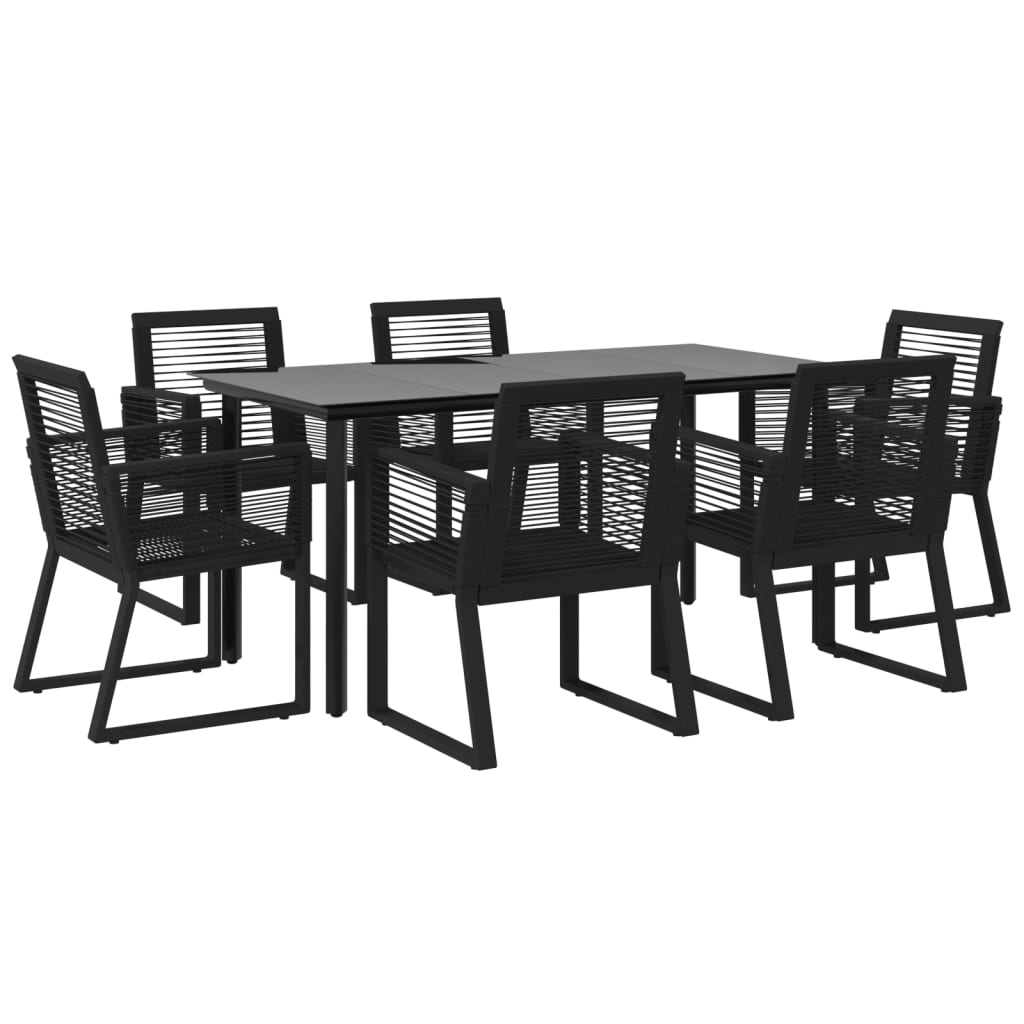 Set da Pranzo da Giardino 7 pz Nero in Rattan PVC | homemem39