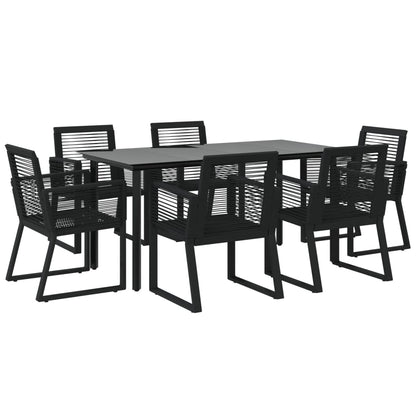 Set da Pranzo da Giardino 7 pz Nero in Rattan PVC | homemem39