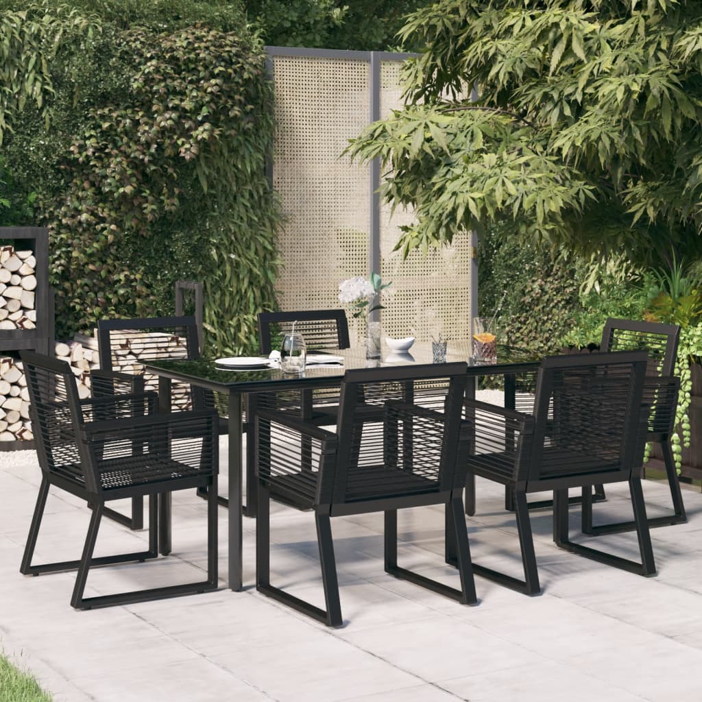 Set da Pranzo da Giardino 7 pz Nero in Rattan PVC | homemem39