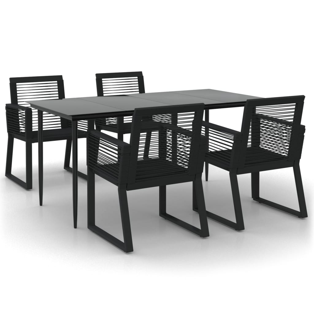 Set da Pranzo da Giardino 5 pz Nero in Rattan PVC | homemem39