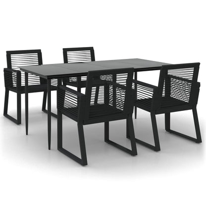 Set da Pranzo da Giardino 5 pz Nero in Rattan PVC - homemem39