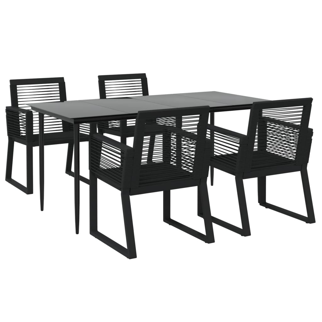 Set da Pranzo da Giardino 5 pz Nero in Rattan PVC | homemem39