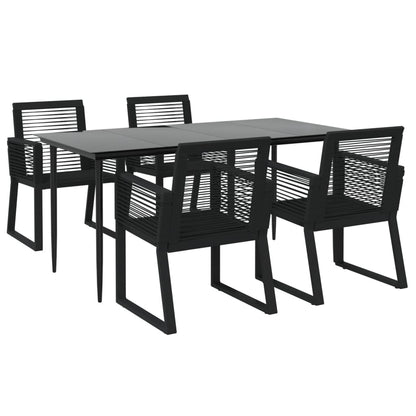 Set da Pranzo da Giardino 5 pz Nero in Rattan PVC | homemem39