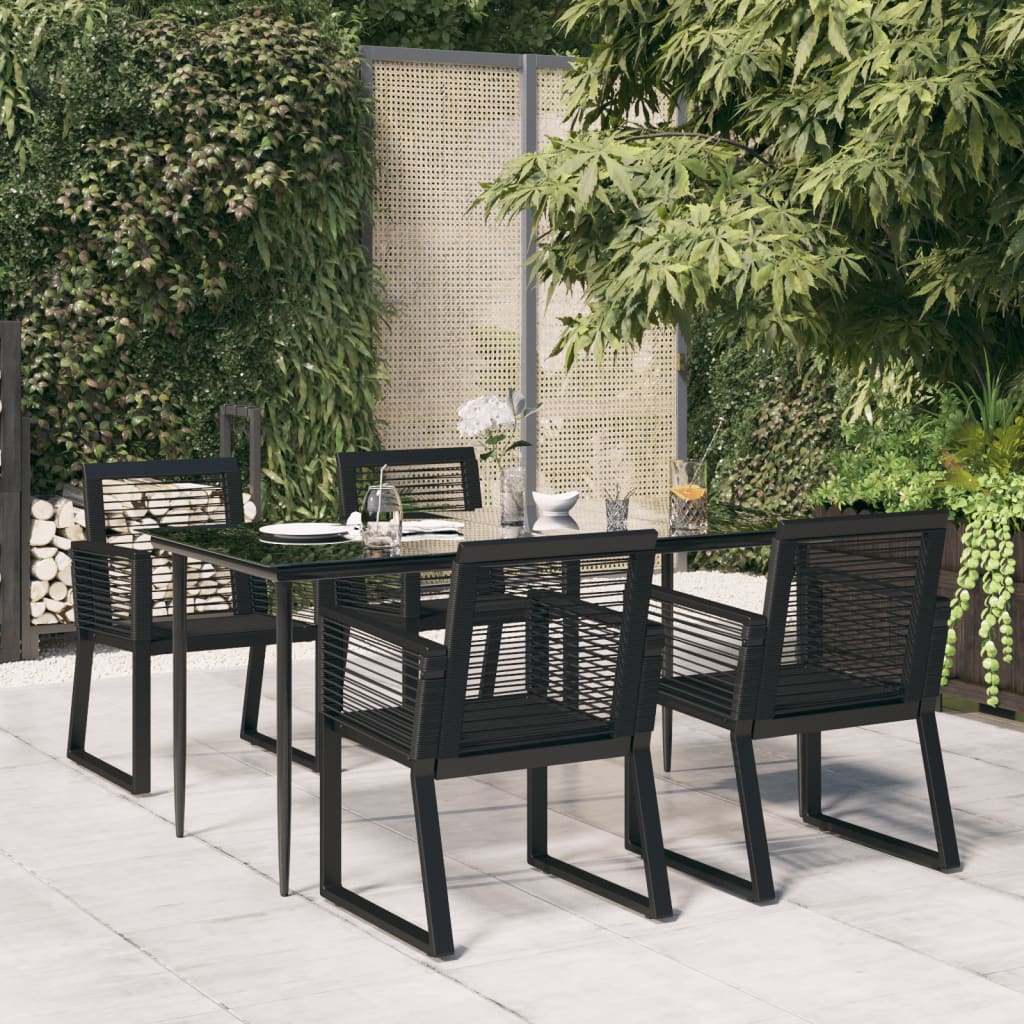 Set da Pranzo da Giardino 5 pz Nero in Rattan PVC | homemem39