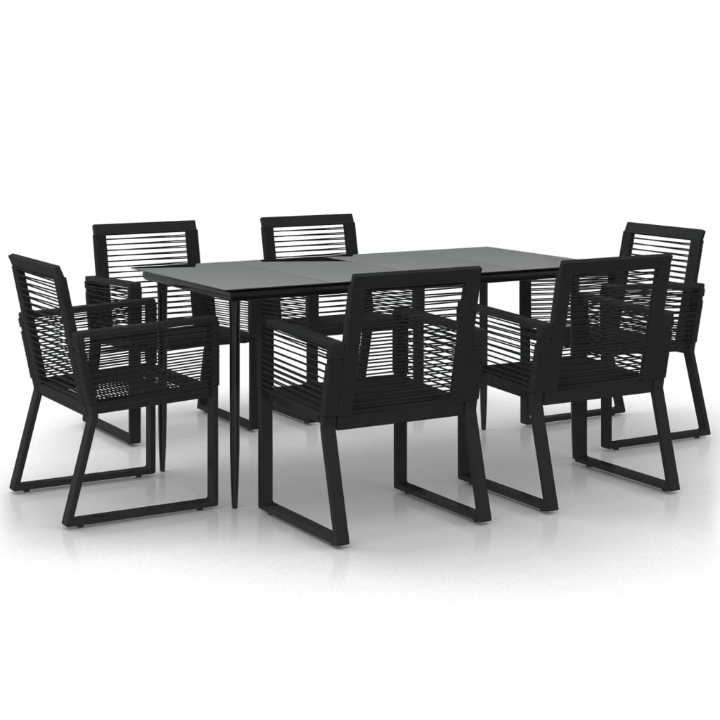 Set da Pranzo da Giardino 7 pz Nero in Rattan PVC | homemem39