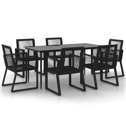 Set da Pranzo da Giardino 7 pz Nero in Rattan PVC | homemem39