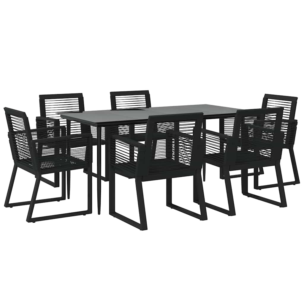 Set da Pranzo da Giardino 7 pz Nero in Rattan PVC | homemem39