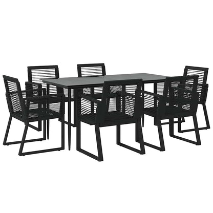 Set da Pranzo da Giardino 7 pz Nero in Rattan PVC | homemem39