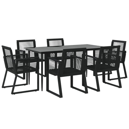 Set da Pranzo da Giardino 7 pz Nero in Rattan PVC - homemem39