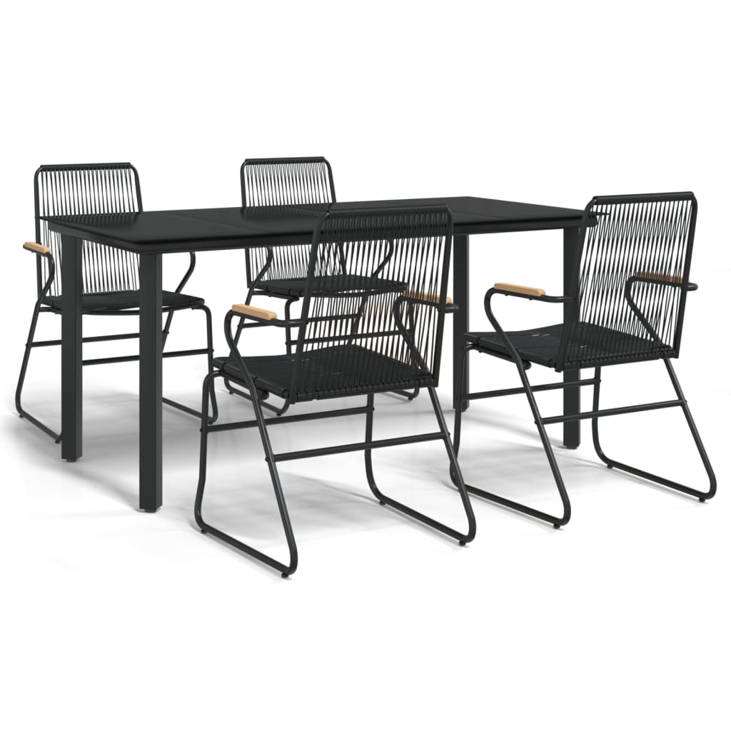 Set da Pranzo da Giardino 5 pz Nero in Rattan PVC | homemem39