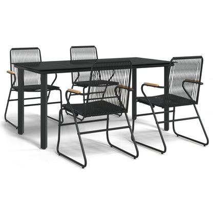 Set da Pranzo da Giardino 5 pz Nero in Rattan PVC | homemem39