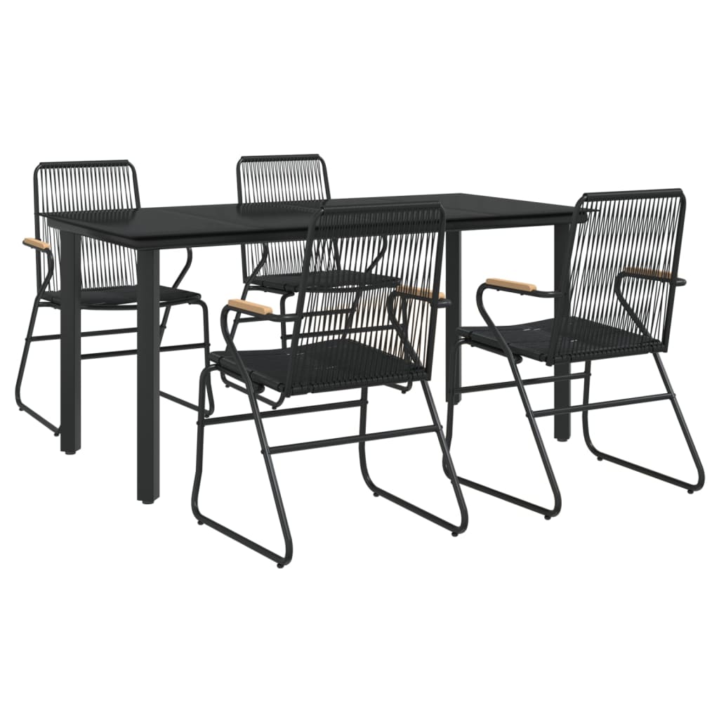 Set da Pranzo da Giardino 5 pz Nero in Rattan PVC | homemem39