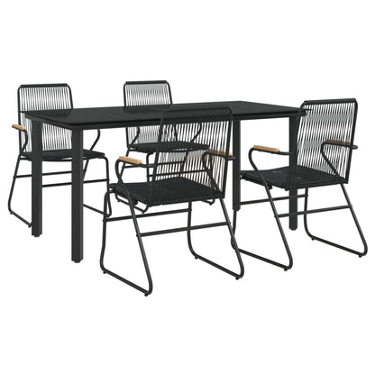 Set da Pranzo da Giardino 5 pz Nero in Rattan PVC | homemem39
