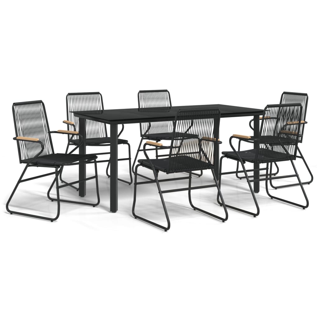 Set da Pranzo da Giardino 7 pz Nero in Rattan PVC | homemem39
