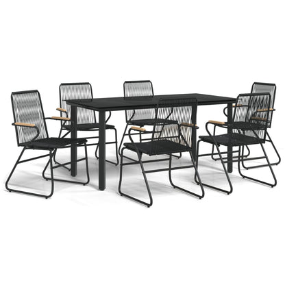 Set da Pranzo da Giardino 7 pz Nero in Rattan PVC | homemem39