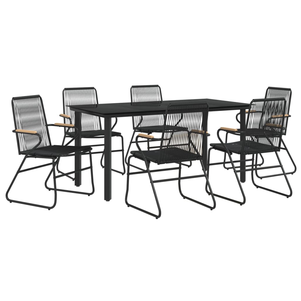 Set da Pranzo da Giardino 7 pz Nero in Rattan PVC | homemem39