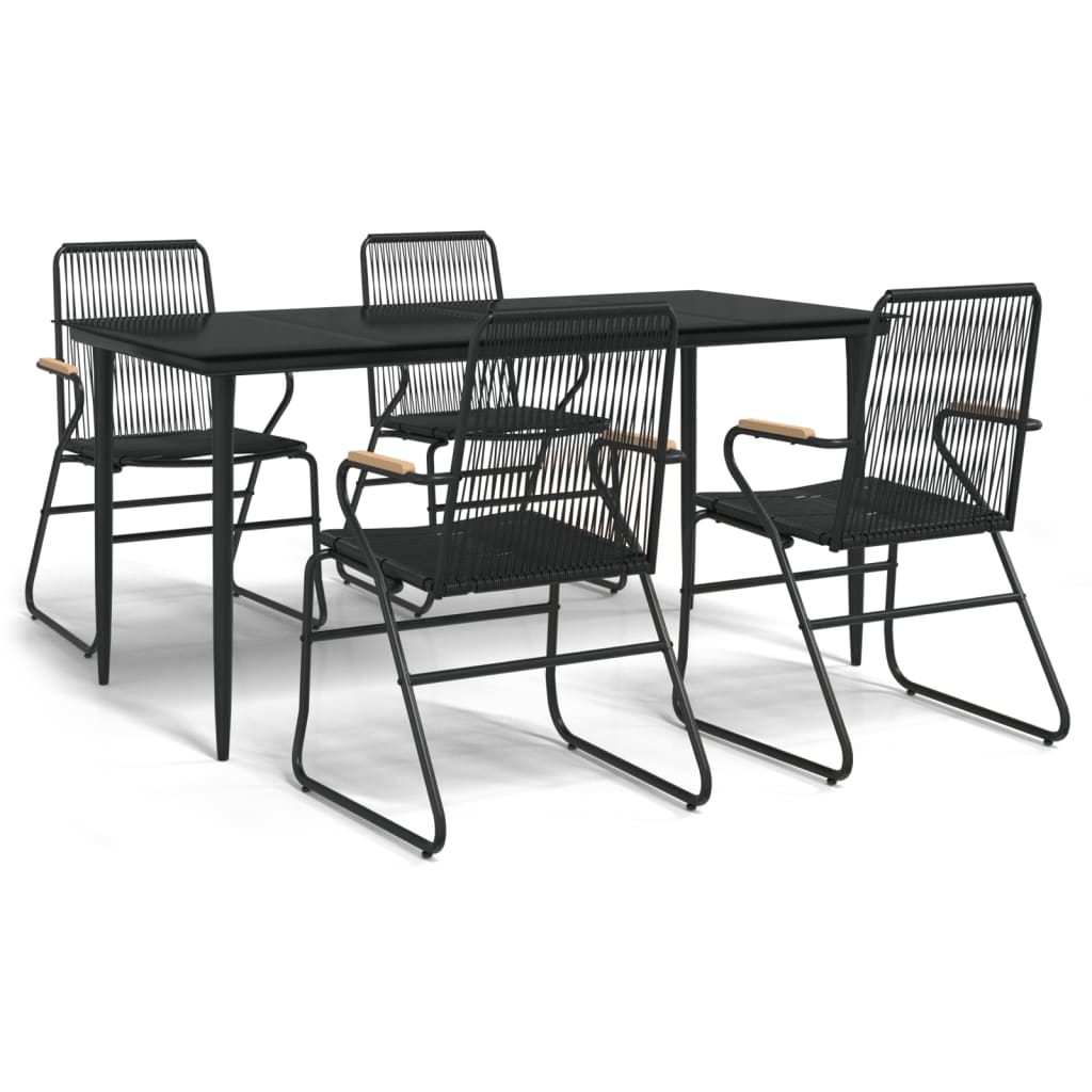 Set da Pranzo da Giardino 5 pz Nero in Rattan PVC | homemem39