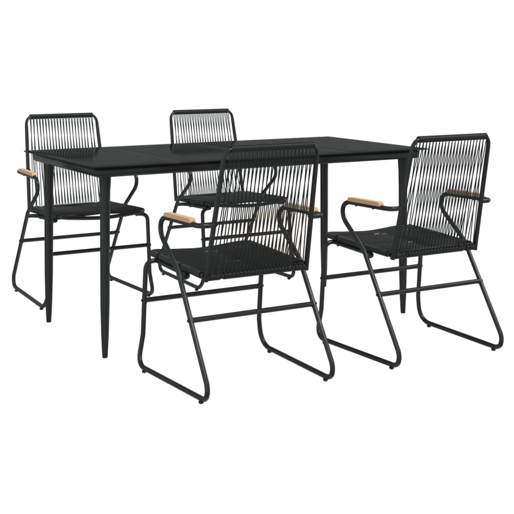 Set da Pranzo da Giardino 5 pz Nero in Rattan PVC - homemem39
