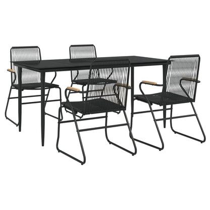 Set da Pranzo da Giardino 5 pz Nero in Rattan PVC - homemem39