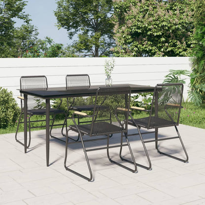 Set da Pranzo da Giardino 5 pz Nero in Rattan PVC | homemem39