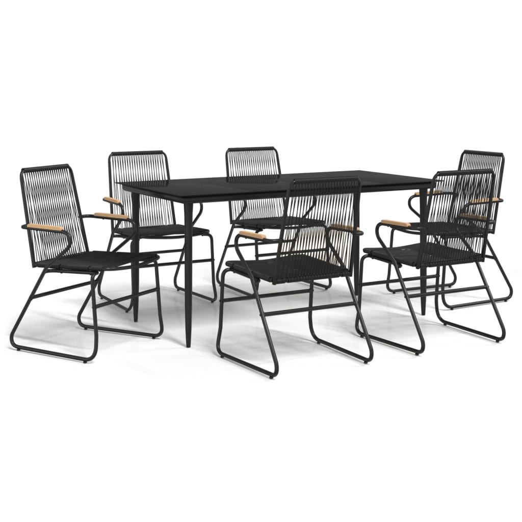 Set da Pranzo da Giardino 7 pz Nero in Rattan PVC | homemem39