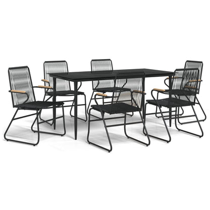 Set da Pranzo da Giardino 7 pz Nero in Rattan PVC | homemem39