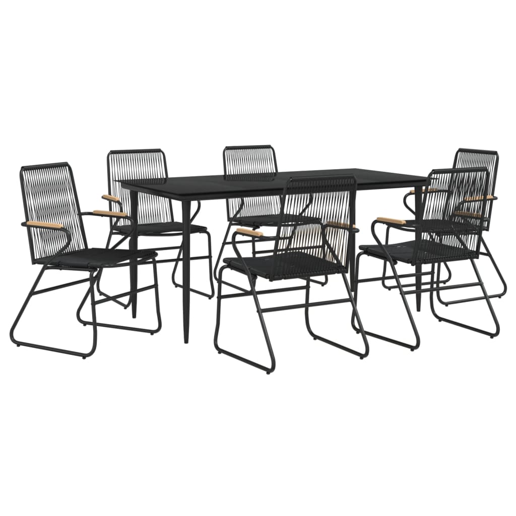 Set da Pranzo da Giardino 7 pz Nero in Rattan PVC | homemem39