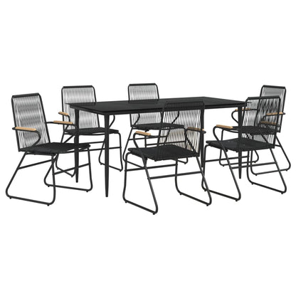 Set da Pranzo da Giardino 7 pz Nero in Rattan PVC | homemem39