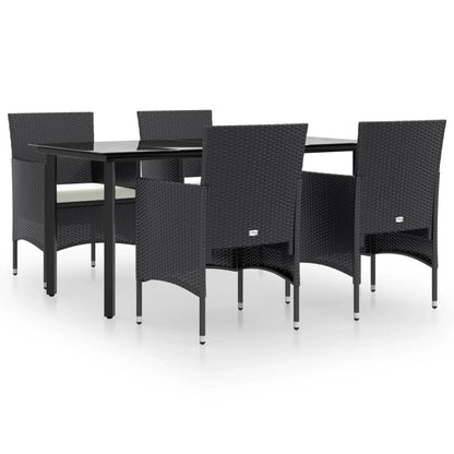 Set da Pranzo da Giardino 5 pz con Cuscini Nero | homemem39