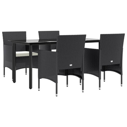 Set da Pranzo da Giardino 5 pz con Cuscini Nero | homemem39