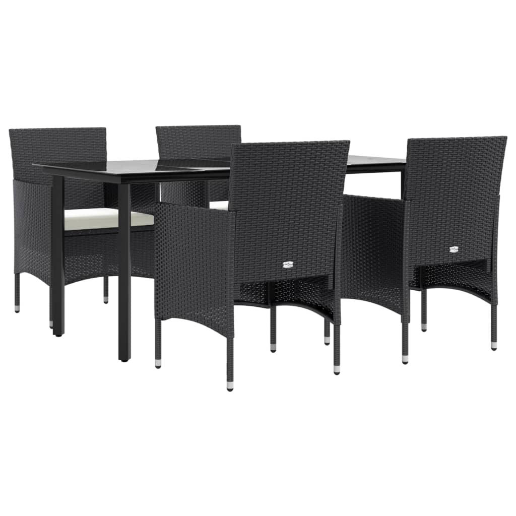 Set da Pranzo da Giardino 5 pz con Cuscini Nero - homemem39