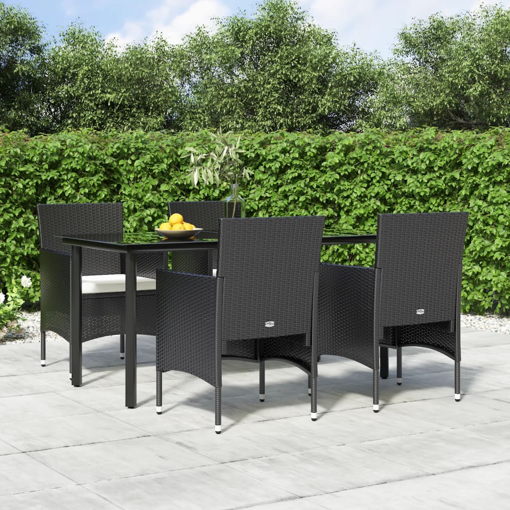 Set da Pranzo da Giardino 5 pz con Cuscini Nero | homemem39
