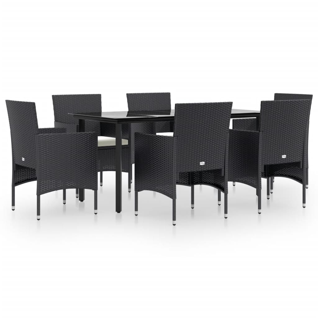 Set da Pranzo da Giardino 7 pz con Cuscini Nero | homemem39