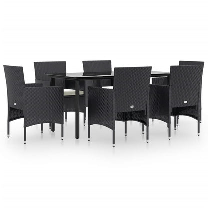 Set da Pranzo da Giardino 7 pz con Cuscini Nero | homemem39