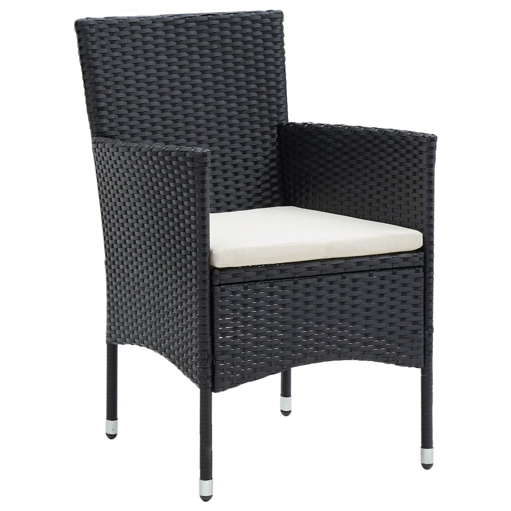 Set da Pranzo da Giardino 7 pz con Cuscini Nero | homemem39