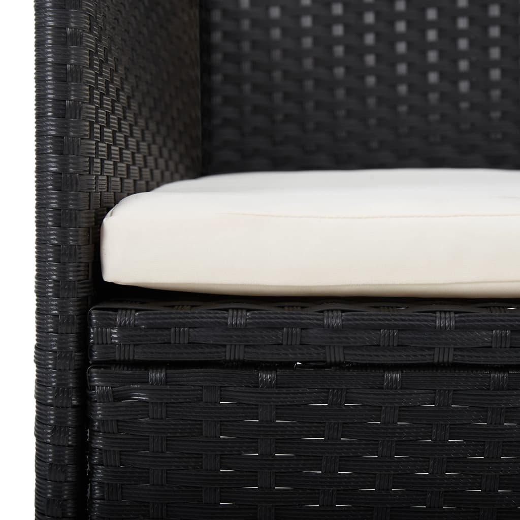 Set da Pranzo da Giardino 7 pz con Cuscini Nero - homemem39